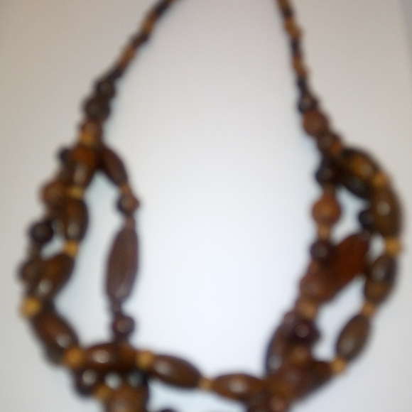 Wood Bead Multilayered Necklace - Picture 5 of 7